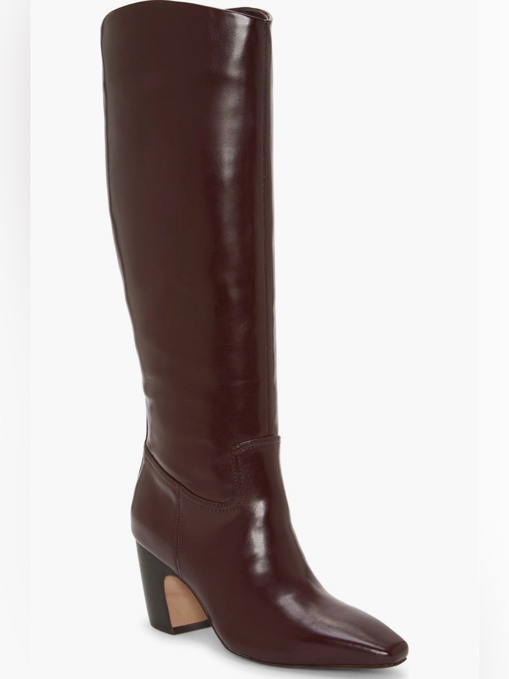 Vince Camuto Cristen  Leather Boot Wide Calf in Rich Mahogany